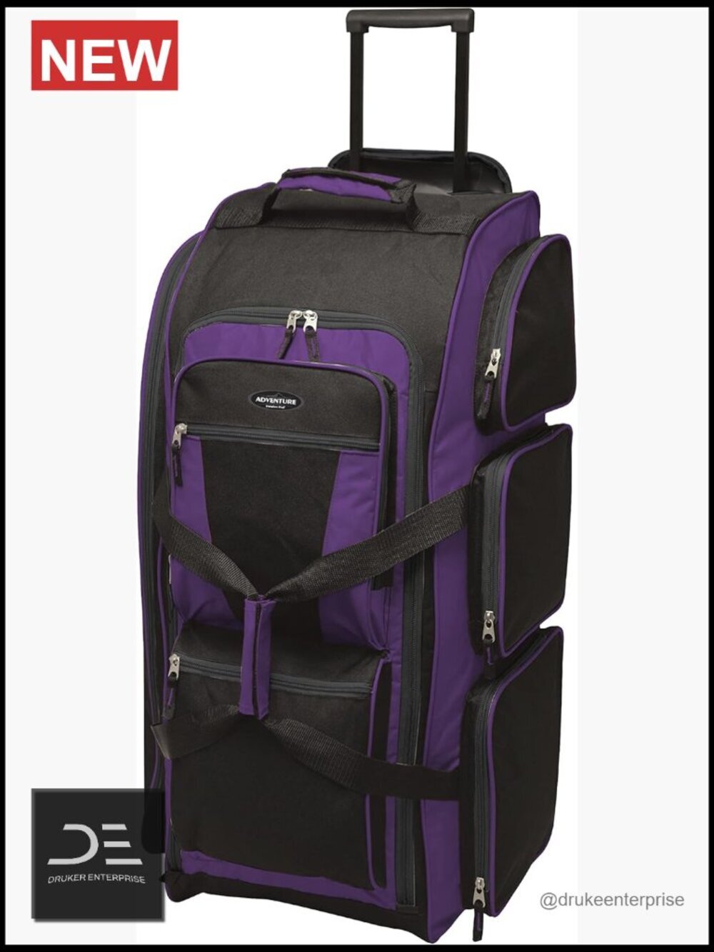 30" Rolling Duffel Bag Multi-Pocket 600D Polyester Upright Travel Gear